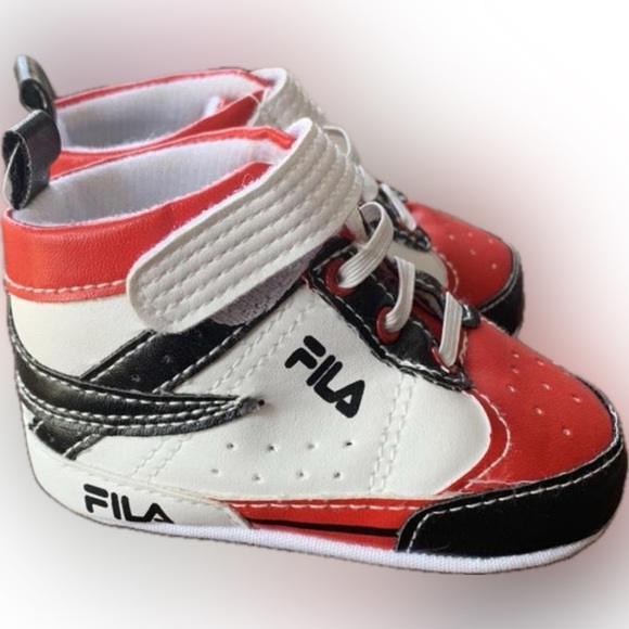 Fila Red, Black and White Hi Top Crib Shoes Size 6-9 months - Picture 3 of 6